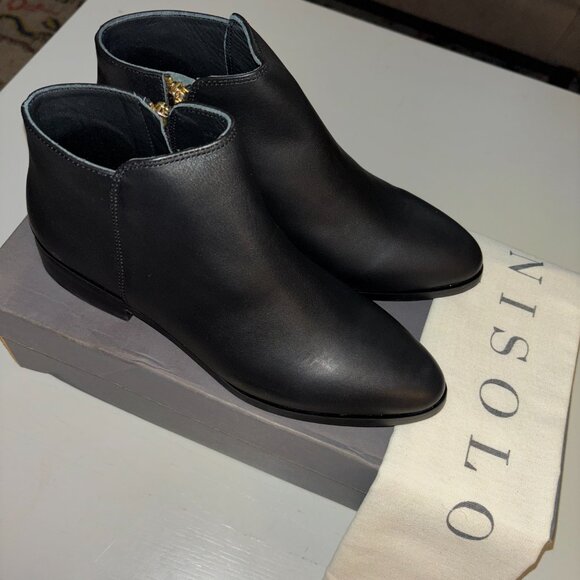 NIB | Nisolo Lana Leather Zip Up Ankle Boot Black Rubber Size 6 - Picture 7 of 10
